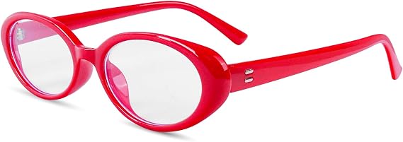 Retro Oval Blue Light Blocking Glasses for Women Men Vintage 90s Small Frame Fashion Computer/TV Glasses, Anti Eyestrain