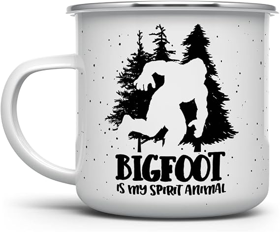 Loftipop Sasquatch Lover Campfire Coffee Mug, Outdoor Camping Nature Gift, Bigfoot is My Spirit Animal Cup (12oz)