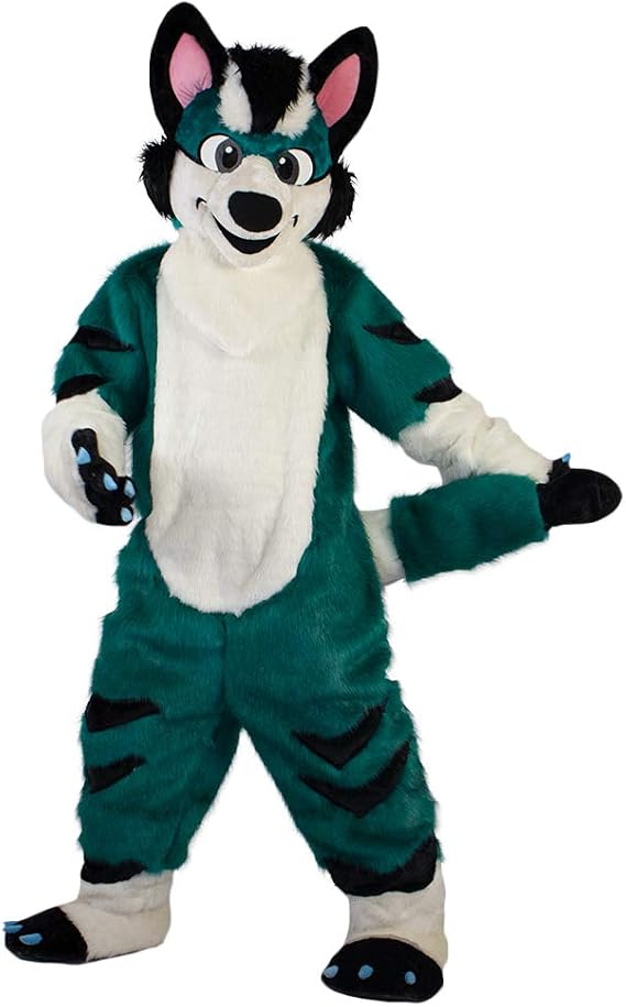 Green Fox Dog Husky Fursuit Cartoon Furry Costuming Mascot Costume