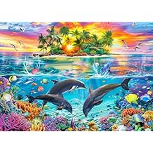 Jigsaw Puzzles for Adults 1000 Piece Puzzle for Adults 1000 Pieces Puzzle 1000 Pieces-Colorful Seascape Dolphins