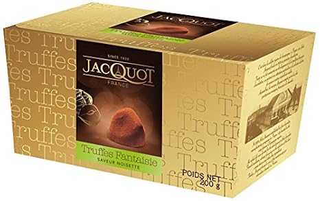 Jacquot Premium Chocolate Truffles with Hazelnut from France, Great as Birthday or Holiday Gift, 20 pieces in Gold Gift Box 7 Oz
