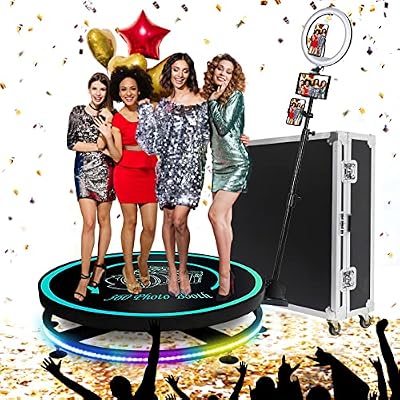 360 Photo Booth Machine 100cm with Software for Parties,Free Logo Customization,5 People Stand on APP Remote Control Automatic Slow Motion 360 Spin Camera Video Booth - 39.4Flight Case