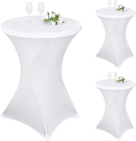 Pesonlook Set of 3 Stretch Bar Table Covers for Bistro Table Diameter 80-85 cm White