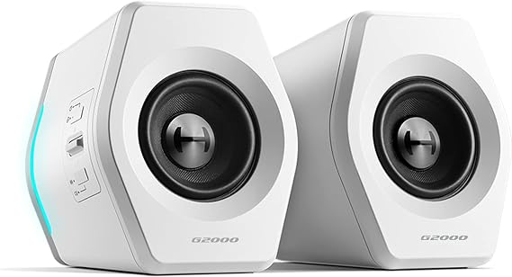 "EDIFIER Official Store" Edifier G2000 Gaming Speakers for Computers, Bluetooth 5.1, 32W, Hi-Fi Sound Quality, Wired, Bluetooth/USB/AUX Connection, PC Compatible, with LED Light, Small, Set of 2