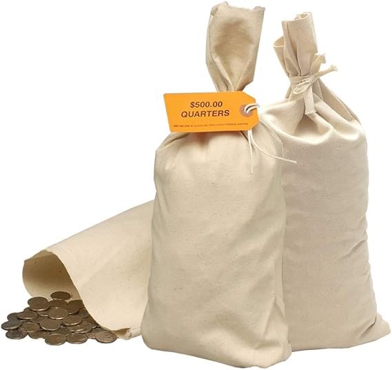 Canvas Money Bag 9Wx17.5H Coin Shipping Bag - 10/CS