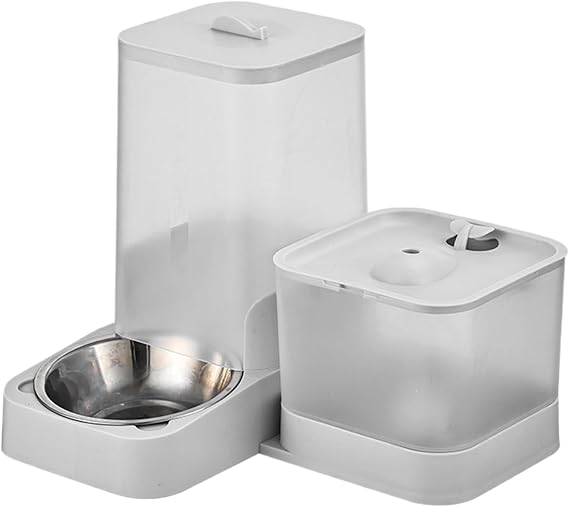 Automatic Cat Food Dispenser Large Capacity Stainless Steel Bowl Drinker