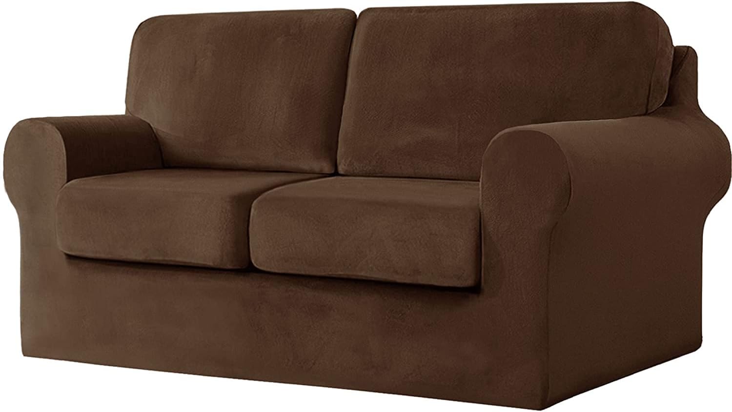 Couch Slipcovers 5-Piece Stretch VELVET Sofa Cover, 2 Seater Couch Slipcover Loveseat with Two Separate Backrests and Cushion Cover with Elastic Band for Dogs,Pet,Kid