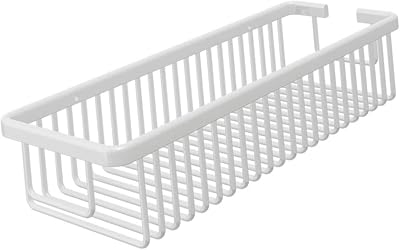 Zerodeko Square Bathroom Wall-Mounted Storage Rack Wire Basket Aluminum Organizer for Shower and Bath Space-Saving Solution for Towel and Accessory Storage