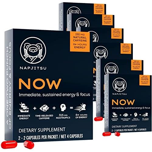 Now Energy Supplements Nootropics Brain Support Supplement - Slow Release Caffeine Pill, Brain Booster Energy Pills - Ginkgo Biloba - 14 Day Supply