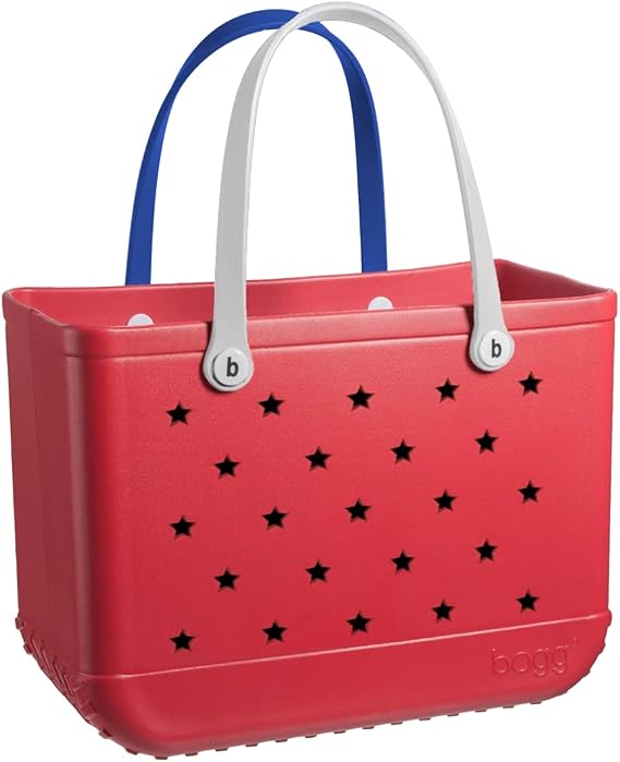 BOGG BAG X Large Waterproof Washable Tip Proof Durable Open Tote Bag for the Beach Boat Pool Sports 19x15x9.5 (X-Large, Stars & Stripes Red White and Blue Limited Edition)