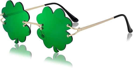 Zutcogo St Patricks Day Accessories, Irish Shamrock Sunglasses Party Decor | St Patricks Day Decorations, Party Favors Supplies Green Lens Four Leaf Shades Clover Eyewear, Costume Glasses for Women Men