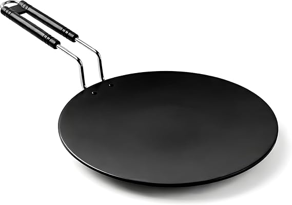 Iron Tawa for Roti/Chapati with Stainless Steel Handle | Tava for Multipurpose Uses |10 Inch, Heavy 1KG (Non Induction base)