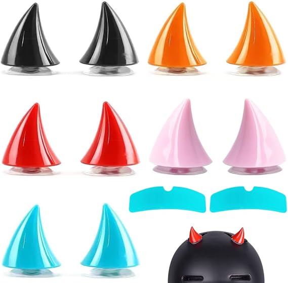 Motorcycle Helmet Devil Horns, Motorbike Helmet Accessories, Bicycle Helmet Horns Decoration, Motorcycle Helmet Decoration, Easy to Install and Remove, 10 Pcs, with 2 Motorcycle Helmet Rain Films