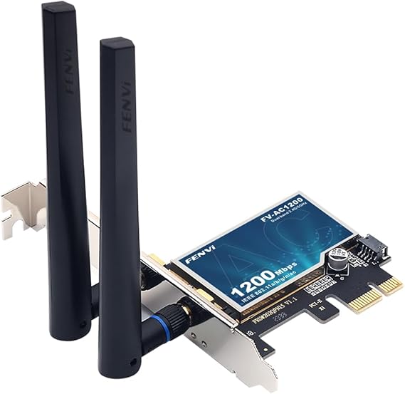 FENVI AC1200 Wireless WiFi PCIe Card for Desktop PC, Dual Band 2.4GHz & 5GHz with Bluetooth 4.0, Low Profile Bracket, Windows 11/10/8/7 Compatible with Gaming, Streaming, Home Office