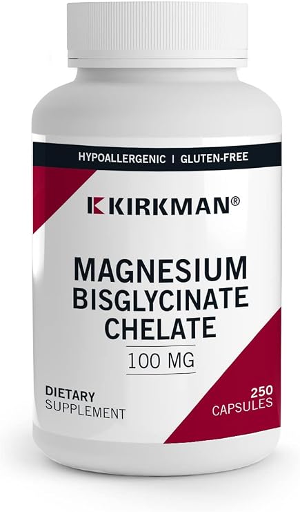 Kirkman Magnesium-Bisglycinate Chelate - Hypoallergenic | 250 Vegetarian Capsules | Gluten Free | Casein Free