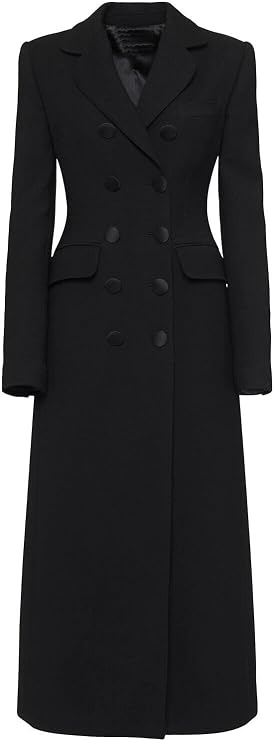 Women's Double Breasted Long Coat Notch Lapel Blazer for Party Homecoming