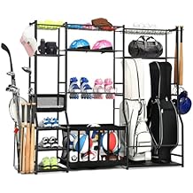 Garage Sports Equipment Organizer, Golf bag storage, Garage Ball Storage, Upgraded Sports Organizer Rack for Balls with Holder and Hooks, Indoor/Outdoor Basketball Storage Bins for Toy Sports Storage