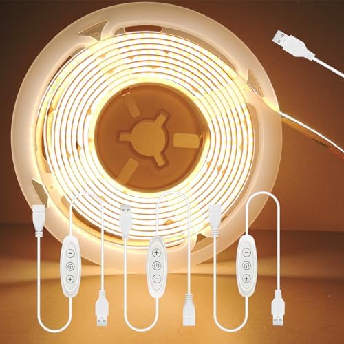 6ft Led Light Strip Warm White with USB Dimmer Switches for Indoor Decoration