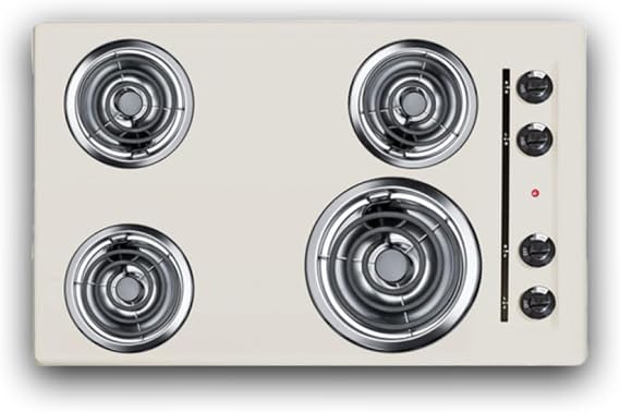 Summit 30" 4 Burner Electric Cooktop, 230 Volt Coil Electric Cooktop, Bisque- WEL05