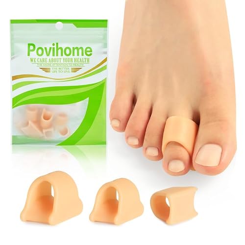 Povihome Hammer Toe Straightener Corrector - Gel Toe Splint Relief for Curled, Claw, Crooked Toes, Hammer Toes - Toe Corrector for Women and Men, 3 Different Sizes 3 Size, 12 Pcs, Beige