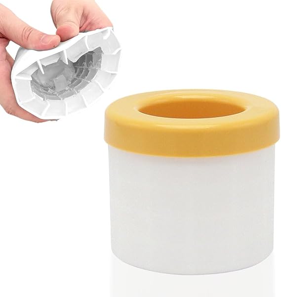 Silicone Ice Cube Moulds, Cylinder Ice Cube Tray with Lid, Press-Type Ice Maker & Storage Cup for Juice, Drink, Coffee, Cocktails, 60 Ice Cubes (Yellow)