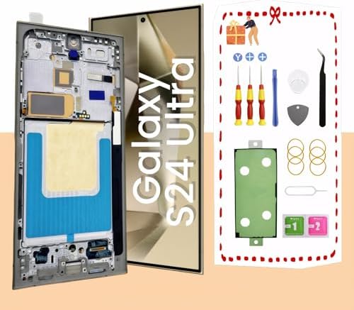 AMOLED for Samsung Galaxy S24 Ultra 5G LCD Display Screen Assembly Replacement for Samsung S24 Ultra Touch Digitizer Screen with Frame Toolkits S928U S928A US Version Titanium Yellow