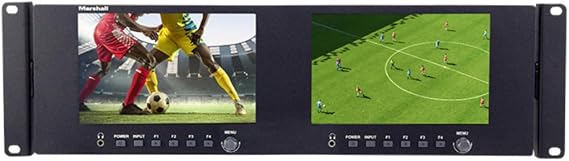 Marshall Electronics ML-702-V2 Dual 7Inch 1920 x 1200 LCD Rackmount Monitor with Tilting Rack Mount and Two Bar Audio Overlay
