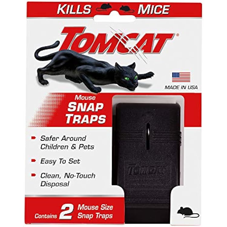 Tomcat Mouse Snap Trap - Reusable Mouse Trap with No-Touch Disposal, Easy Set for Indoor and Outdoor Use, 2 Pack