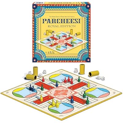 Parcheesi Royal Edition by Winning Moves Games USA, Classic Family Favorite Featuring Charming Artwork, Tokens and dice Cups for 2-4 Players, Ages 8 6106