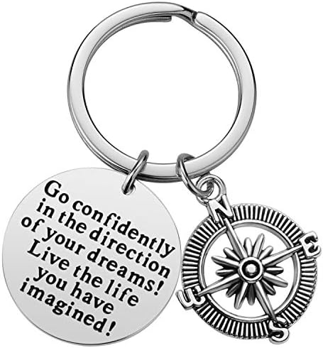 iWenSheng Inspirational Keychain Gifts - Go confidently in the direction of your dreams Graduation Gifts