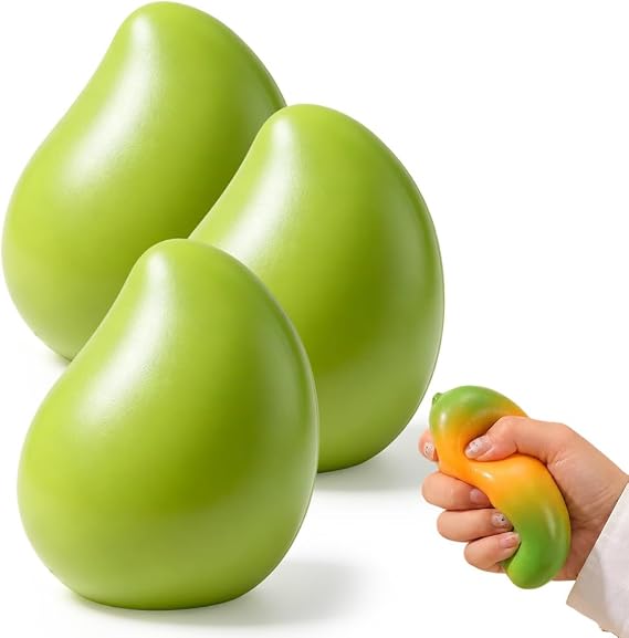 Gold Mango Squishy, 2026 New Soft Squishy Mango Stress Relief for All Ages, Compact Fruit Squishy Fidget for Desk Unique Gift (orange3)