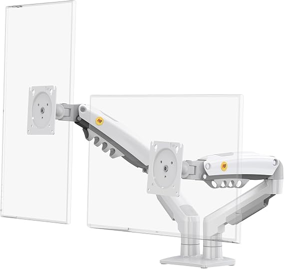 North Bayou NB F160 Ergonomic Çift Kol 2-9 kg Kapasiteli Yeni Nesil Profosyonel Monitör Standı (Beyaz)