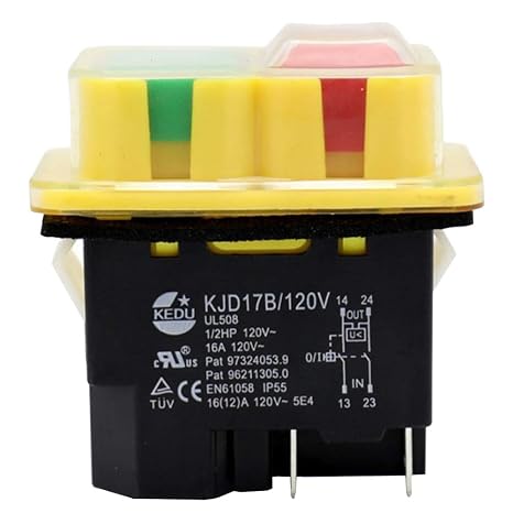KEDU KJD17B Industrial Electromagnetic Push Button Switch, 120V/16A