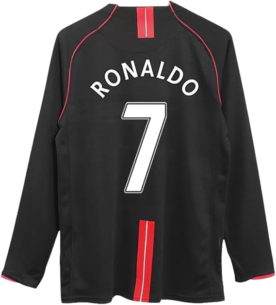 Ronaldo #7 Man U Long Sleeve Black 07/08 Soccer Jersey for Men Fan Version