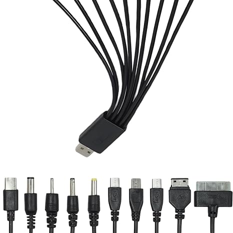 10-in-1 Universal Multi Charger Cable – All-in-One Fast Charging with 10 Adapters for iPhone, Samsung, Huawei, PSP, Android & More | Compact & Travel-Friendly