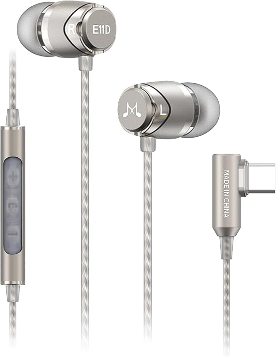 SoundMAGIC E11D Digital USB C Headphones Type C Earbuds with Microphone HiFi Stereo Earphones Powerful Bass Noise Isolating Compatible with Android Device Gunmetal