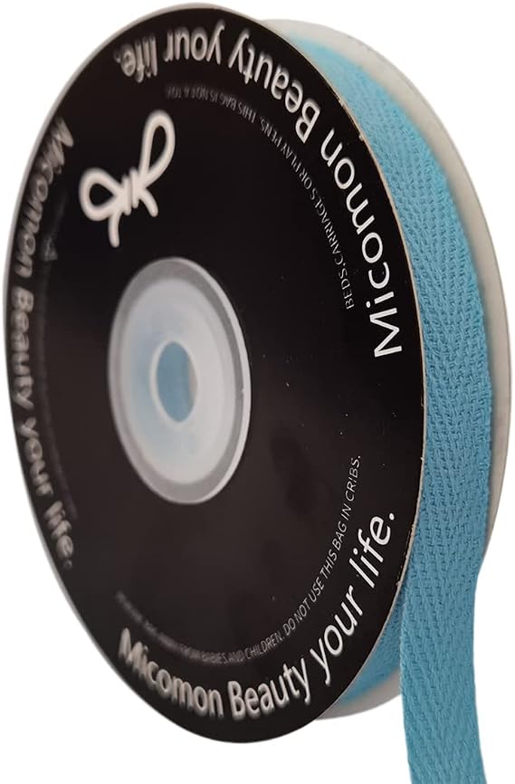 Sky Blue Herringbone 3/8" Cotton Tape 15yds/roll