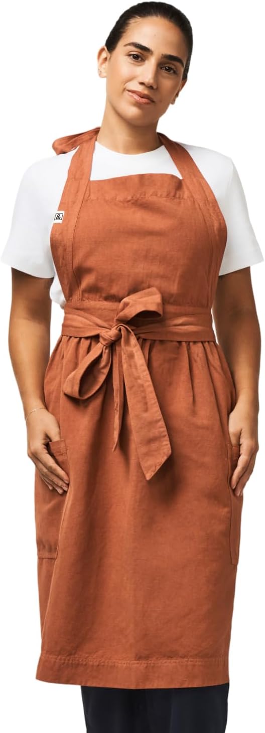 hedley & bennett Pinafore Apron, Cotton-Linen, Flared Skirt