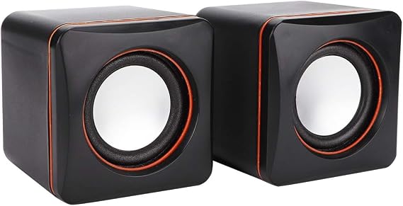 Computer Speaker Mini Speaker Cube USB Stereo 3.5mm Jack Wired Speaker for Desktop Laptop PC Computer (Dual Track)
