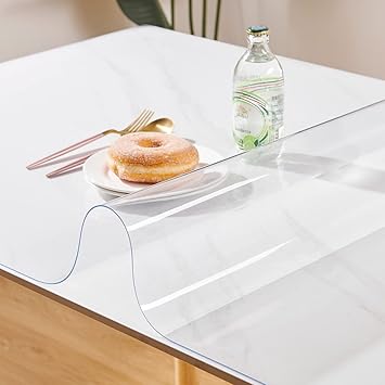 Clear Table Cover Protector 48 x 76 Inch, 1.5mm Thick Plastic Desk Protector Mat, Rectangular Waterproof PVC Placemats, Transparent Mat for Kitchen, Dresser, Writing Desk, Dining Room Table