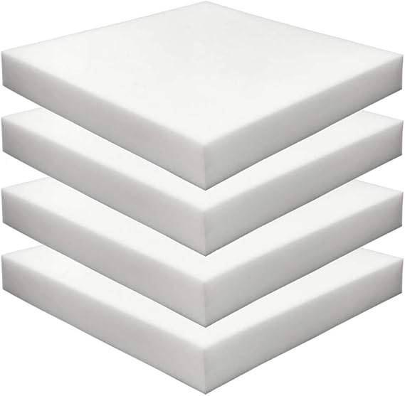 Foamma 4-Pack 2" x 18" x 18" High Density Upholstery Foam, Chair Cushion Square Foam for Dining Chairs, Wheelchair Seat Cushion Replacement