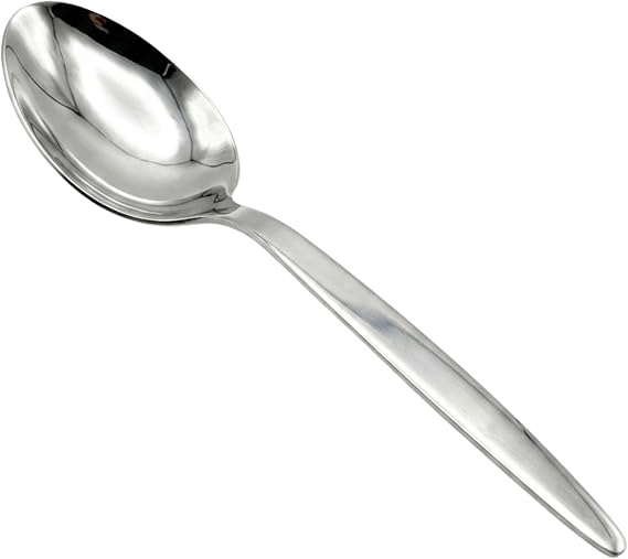 F&F Chef Kunz Spoon | Silver Stainless Steel 2 Tbsp Basting Spoon, 9 Inch Solid Sauce Spoons, Big Serving Spoons Stainless Steel, Plating & Quenelle & Cooking