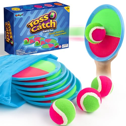 Ayeboovi Kids Toys Toss and Catch Ball Game 6 Paddles 3 Balls Outdoor Beach Pool Yard Games Toys for 3-12 Years Old Boys Girls Family Games Birthday Gift Easter Basket Stuffers for Kids