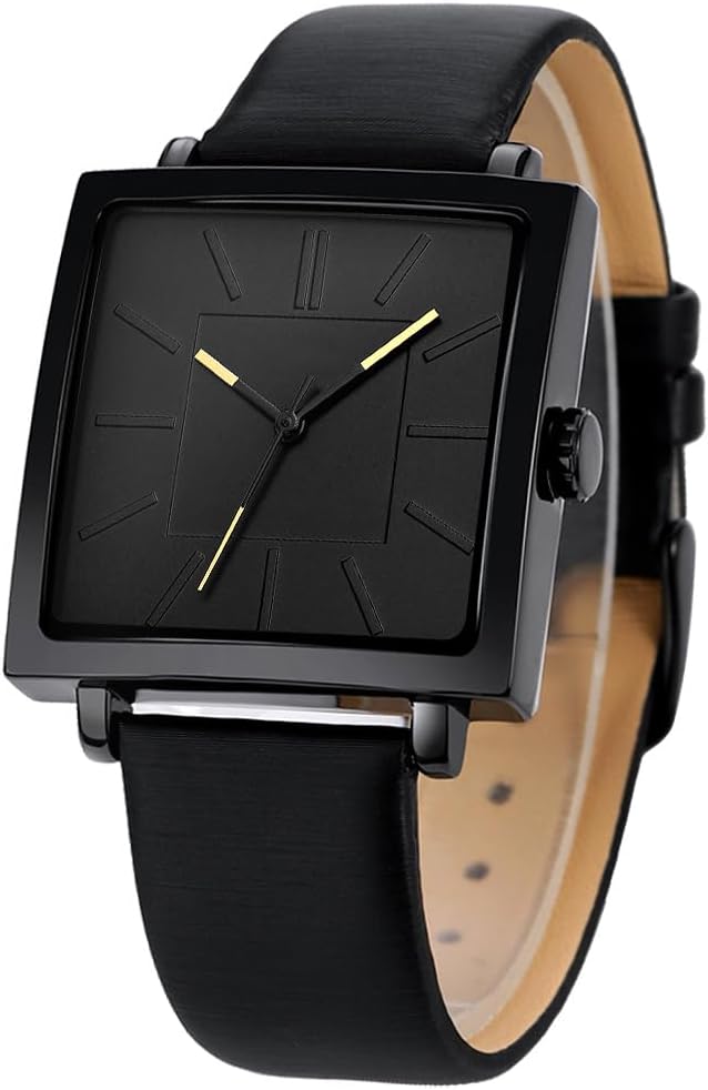 Fogitbok Minimalist Square Womens Watches, Waterproof Womens Leather Watch, Analog Womens Wristwatches Quartz Womens Watches Thin Watch for Small Wristwatches