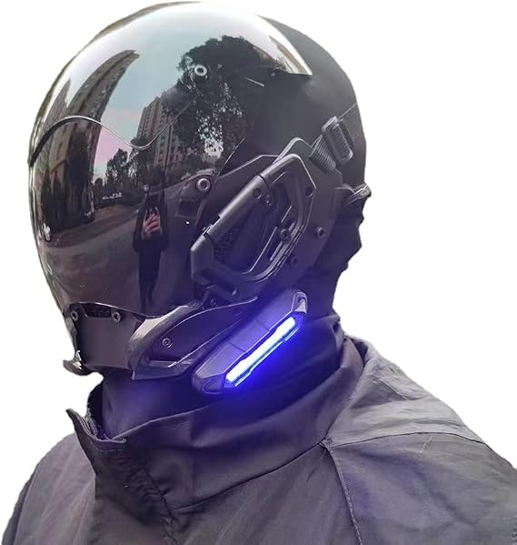 Personalized black punk mask, Halloween party headwear, role playing LED luminous cool mask