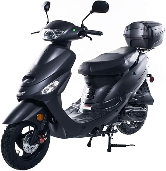 HHH 49cc/ 50cc Scooter Gas Fully Automatic Street Scooter Moped Vino 50 with Matching Trunk 50cc Moped for Adults (Black)