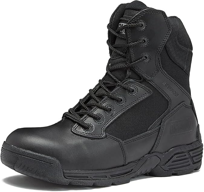 Magnum Stealth Force 8" Lace-Up Waterproof Black Tactical Boots - Designed for Hiking, Outdoors & Work w/Slip Resistant Outsole, Size 12