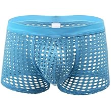 Mens Fishnet Boxer Shorts Mesh Hollow Muscle Shorts See Through Lounge Trunks Sexy Boxer Briefs Underwear