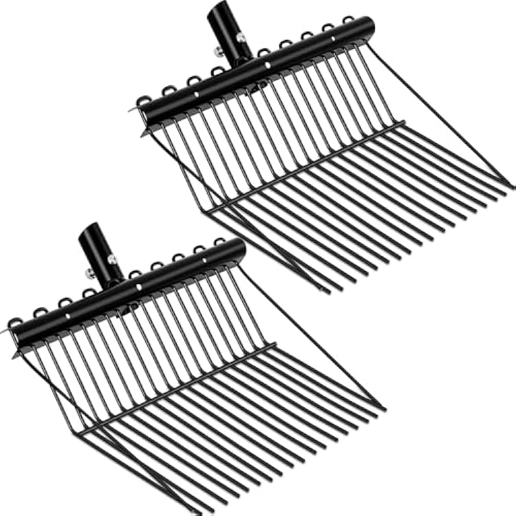 Tandefio 2 Pack Manure Fork Replacement Head Metal Pitchfork Horse Manure Rake Garden Pitch Fork Replacement Head with Angled Tines for Horse Stall Poop Picking upBlack