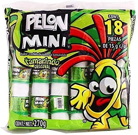pelon pelo rico Mini Tamarind Push up Candy, 18-Count, Bag Authentic Mexican Candy with Free Chocolate Kinder Bar Included